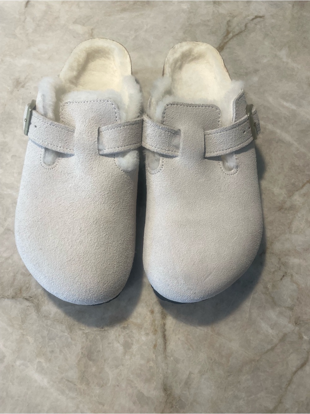 Birkenstock Women's Boston Suede Shearling Clog - Light Cream NWOT